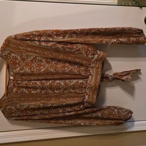 MTS Elegant Brown and Grey Design Blouse.